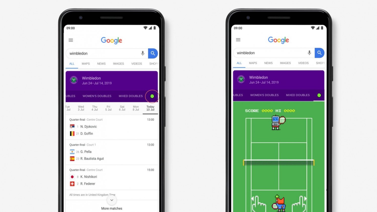 Google добавила 8-битную игру в «Поиск» в честь Уимблдона-2019