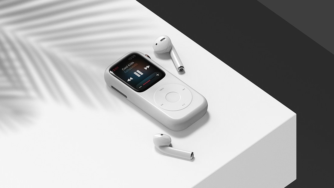 Концепт кейса для превращения Apple Watch в iPod