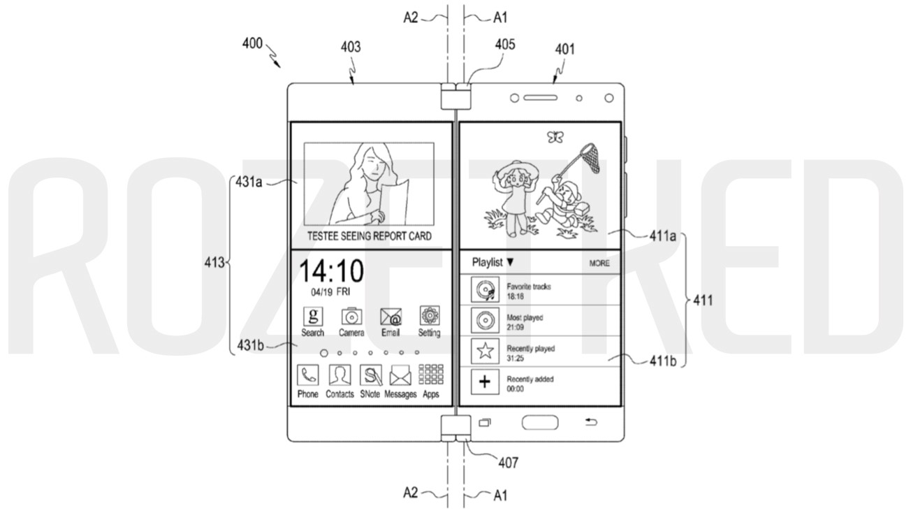 Samsung запатентовала раскладной смартфон в двумя дисплеями