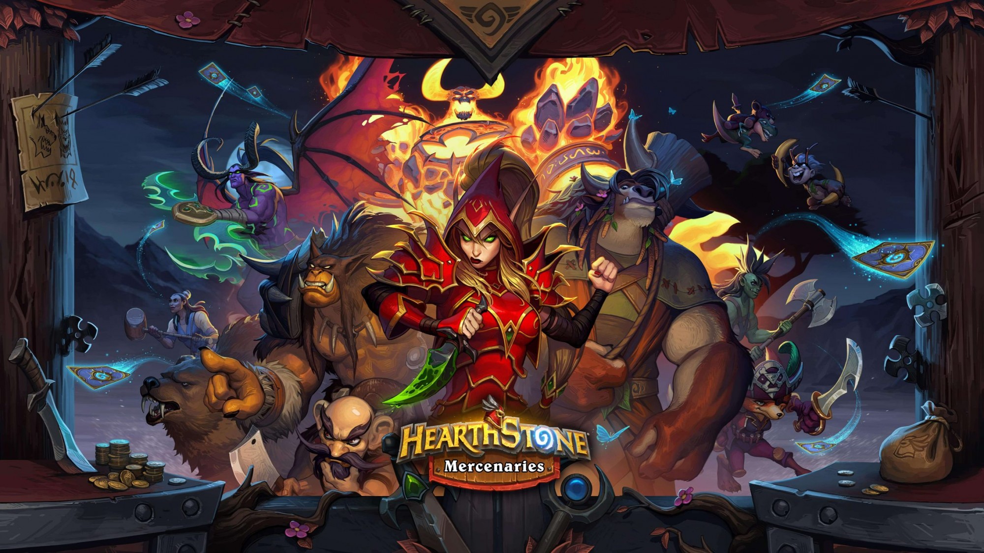 Hearthstone's. Зирелла Hearthstone. Наемники Хартстоун. Скаббс маслорез. Ниру Огненный клинок Hearthstone.