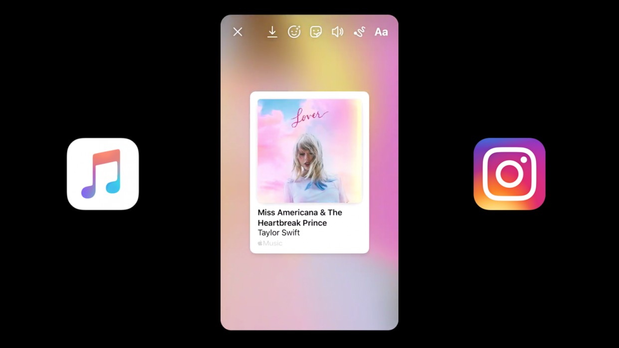 В бете iOS 13.4.5 можно поделиться песней из Apple Music через Instagram Stories