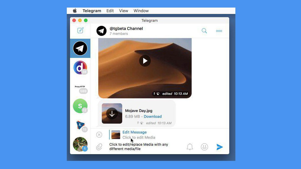 Telegram позволит редактировать медиафайлы после отправки