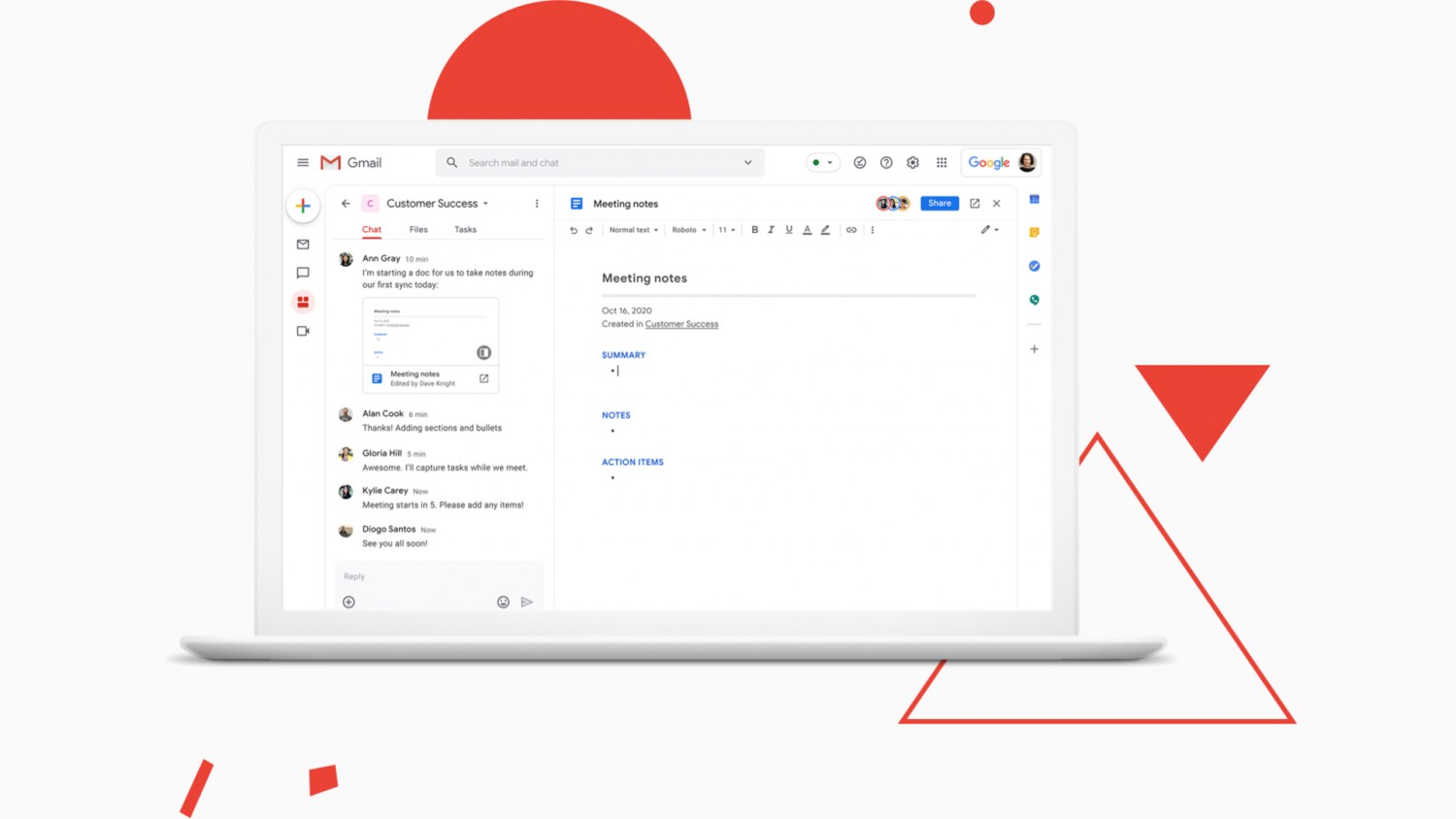 Google интегрирует Chats, Meet и Rooms в Gmail