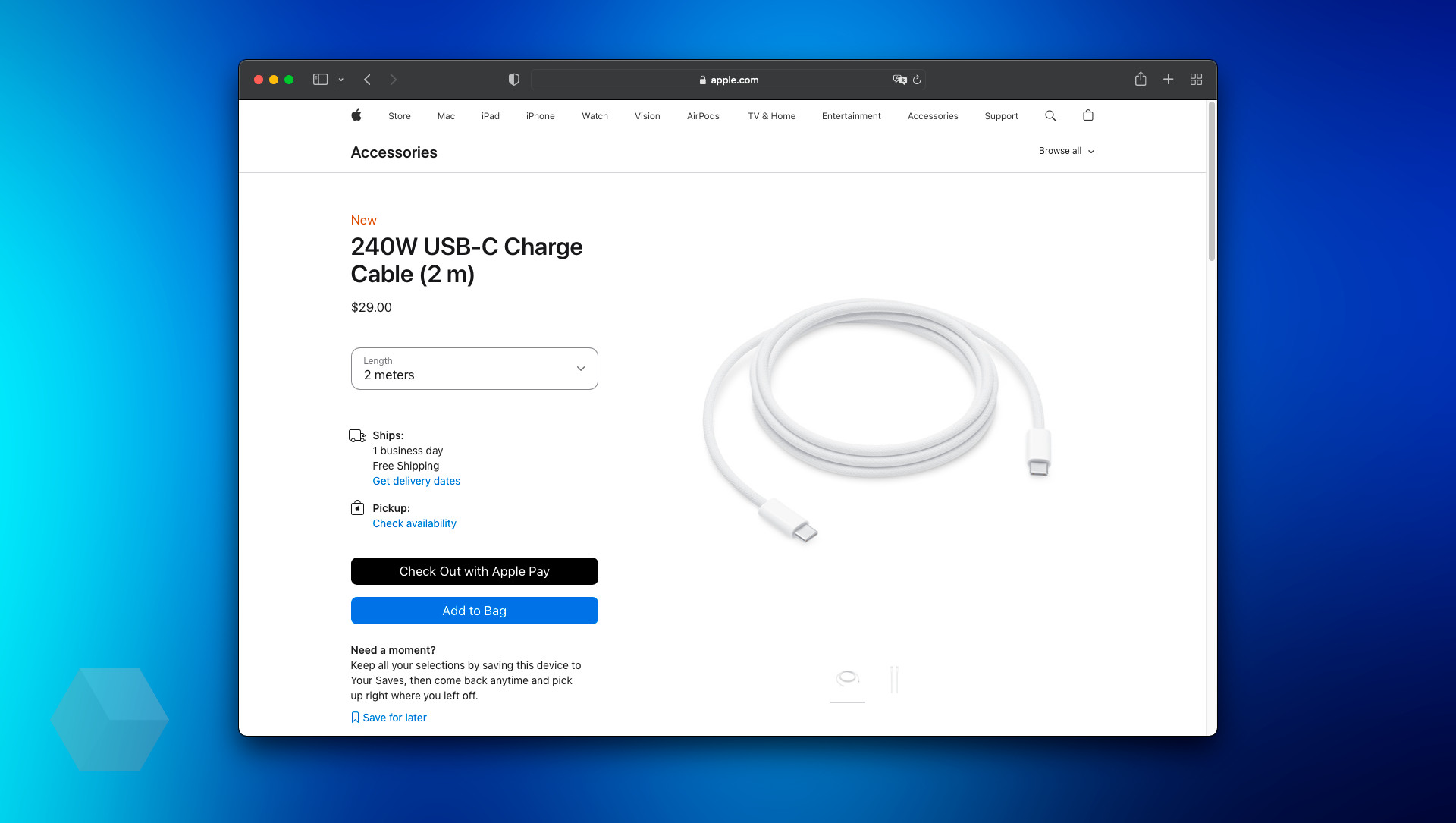 Apple начала продавать плетёные USB-C-кабели с поддержкой зарядки 60 Вт ...