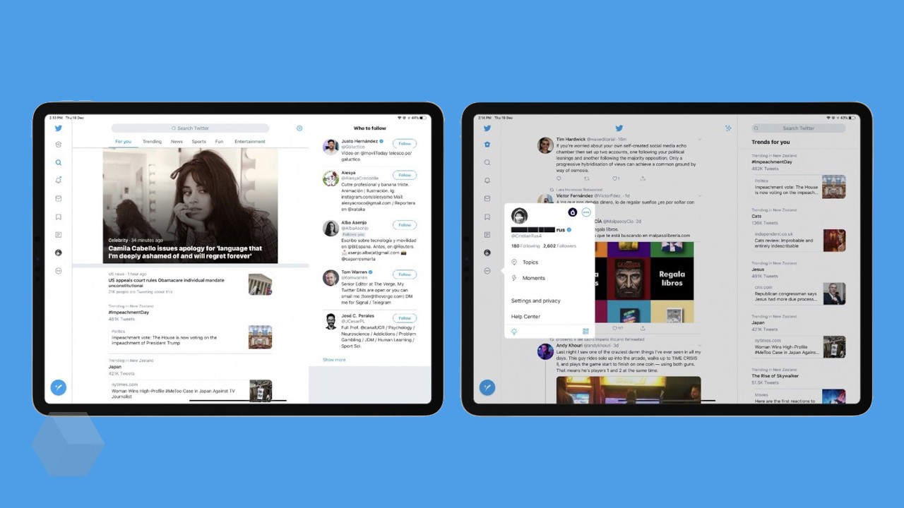 Twitter для iPadOS получил обновлённый дизайн с несколькими колонками