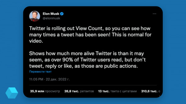 Twitter теперь публично показывает количество просмотров публикаций